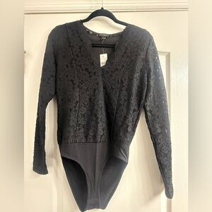 NWT Ann Taylor Elegant Black Lace Bodysuit